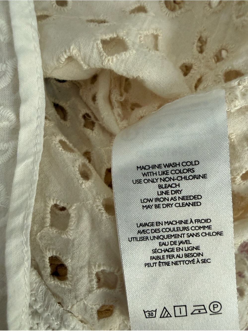 Anthropologie Ivory Smocked Peplum Tank XS Eyelet Lace Texture Details L👀K - Picture 12 of 13